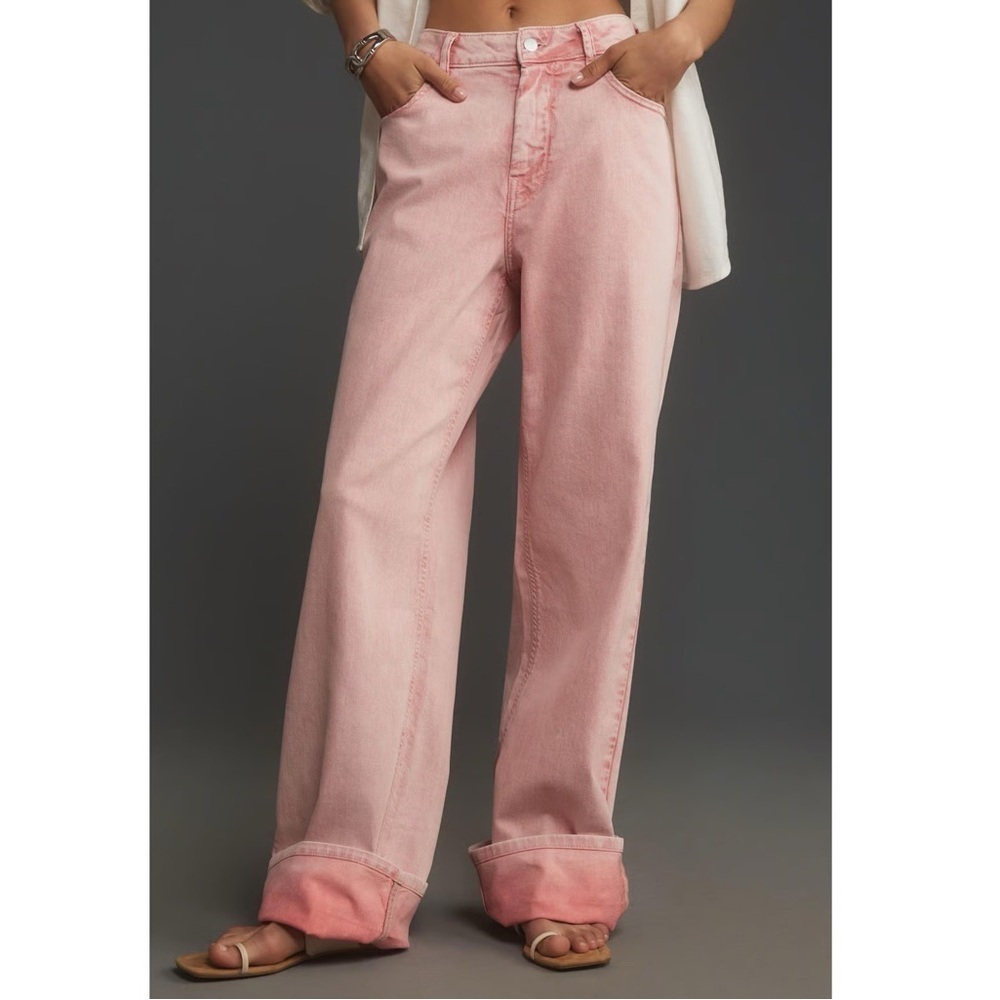 [W28Ins33”]Pilcro Light Orange Pink Wide leg Jeans